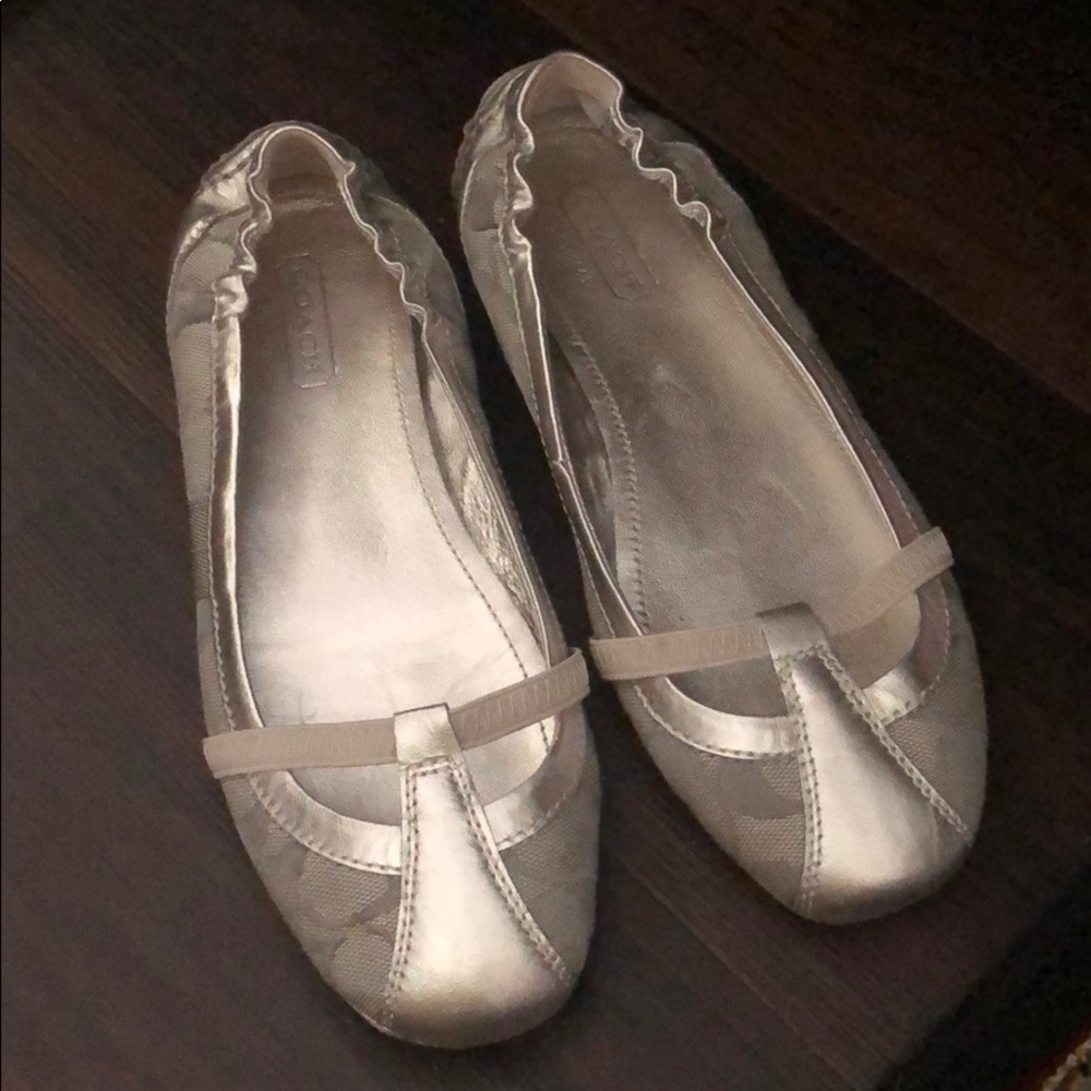 COACH Silver Verra Cutout Flats